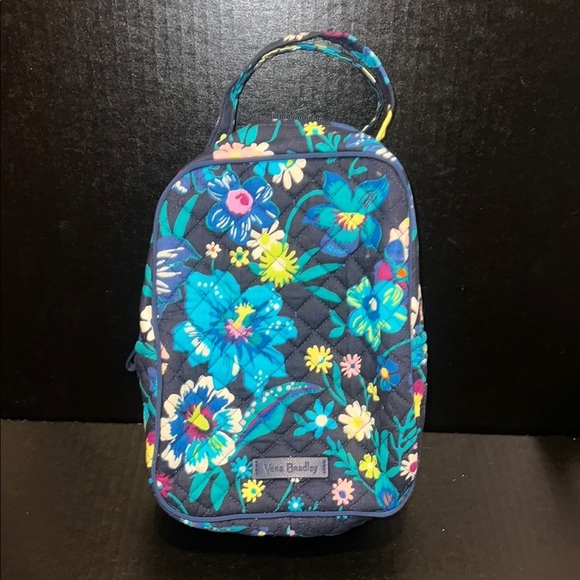 Vera Bradley Blue & Yellow Floral Print Quilted Cotton Lunch Tote - Picture 1 of 6